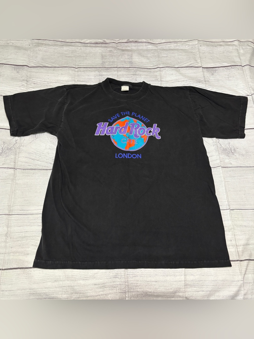 Vintage Hard Rock Cafe London T Shirt XL Single Stitch Distressed Black
